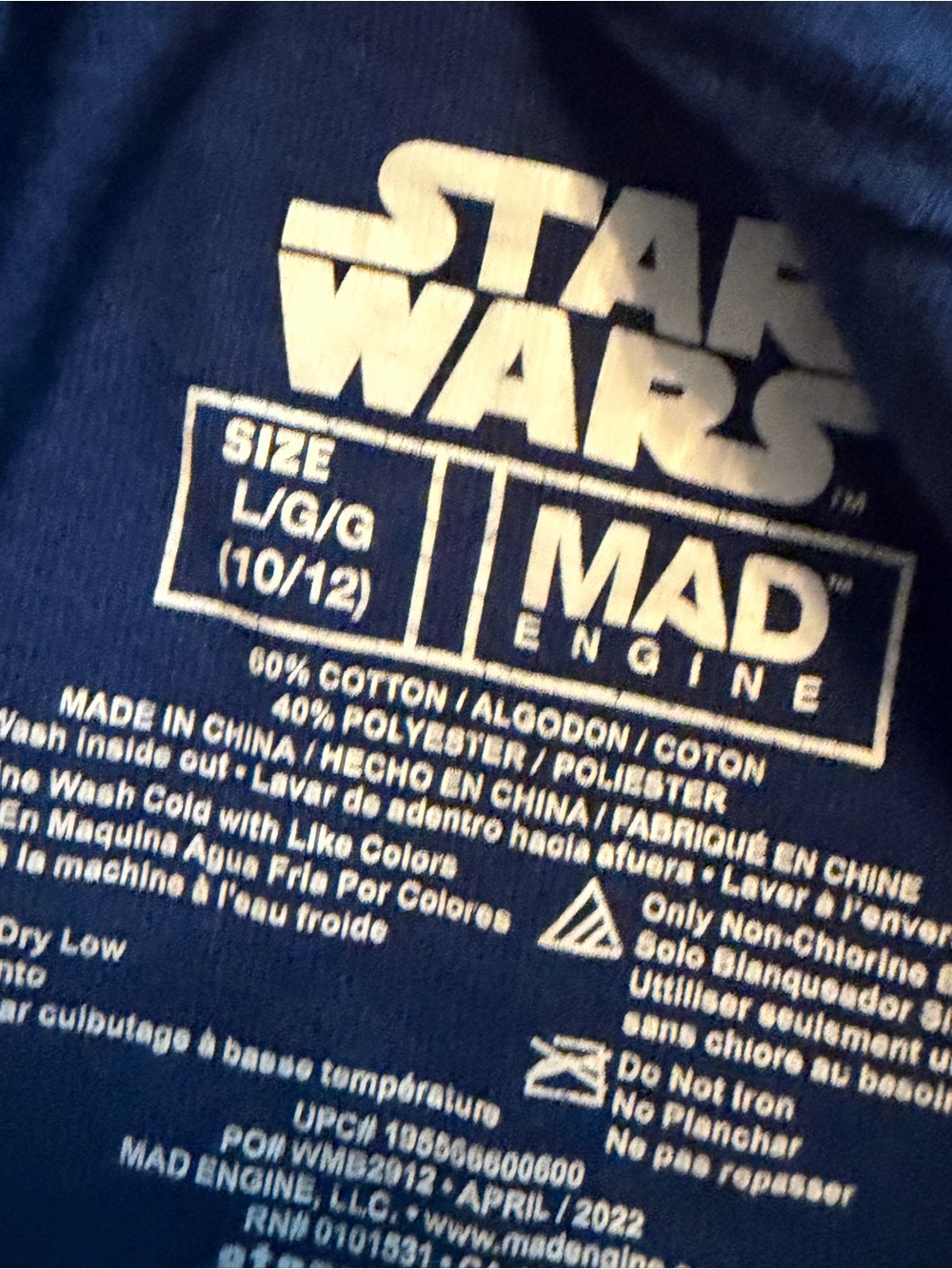 Star Wars Navy Blue Kids Tee with Baby Yoda Graphic - Picture 3 of 3